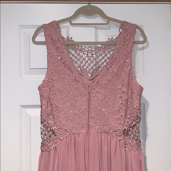 Blush Pink Long Formal Beaded Dress - Picture 6 of 6